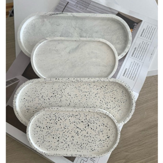 Bandeja oval marmorizada e granilite concreto em Oferta na Shopee