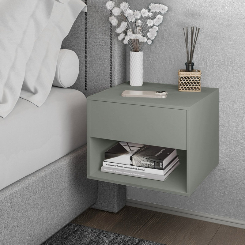 Kit 2 Mesa de Cabeceira Suspensa Com Gaveta – 38cm x 36,2cm x 29cm  Design Moderno e Funcional