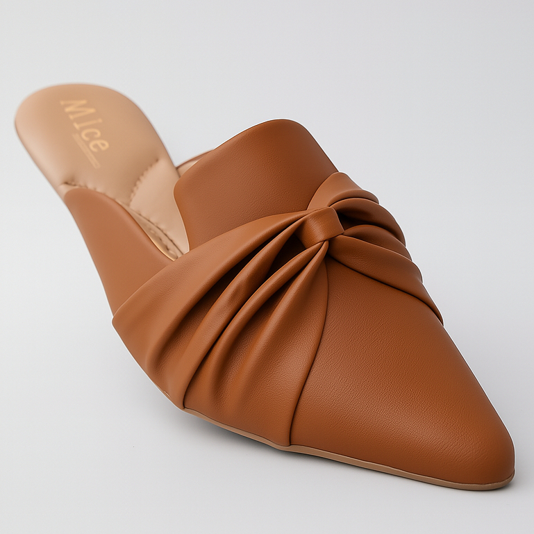 Sapato Mule Femino Scarpin Bico Fino detalhe de Nó Casual Confortável Novidade Alice Calçados