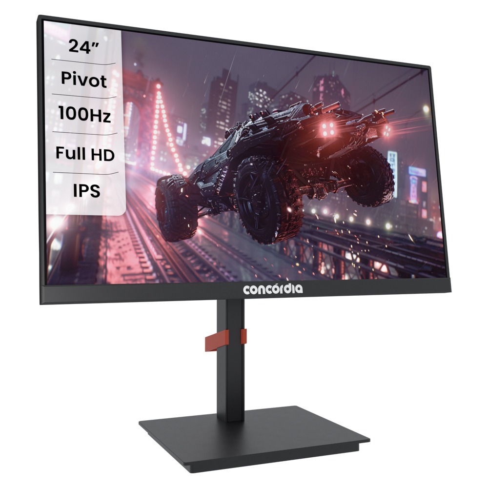 Monitor Concórdia Gamer P2402 24'' IPS 100hz Full HD VGA HDMI Com Ajuste Altura/Rotação em Oferta na Shopee