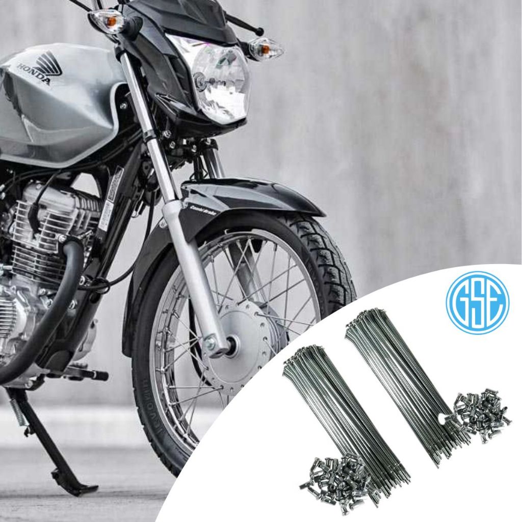 Melhor par kit jogo combo de raio dianteiro e traseiro em inox para cg 125 150 160.