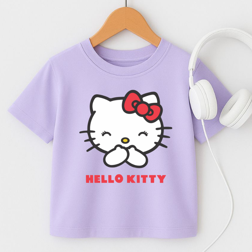 Camiseta Blusa Infantil Manga Curta Oversized 100% Algodão Promoção 4 ao 16  Hello kit Gato Dia a Dia Estilosa Blogueira