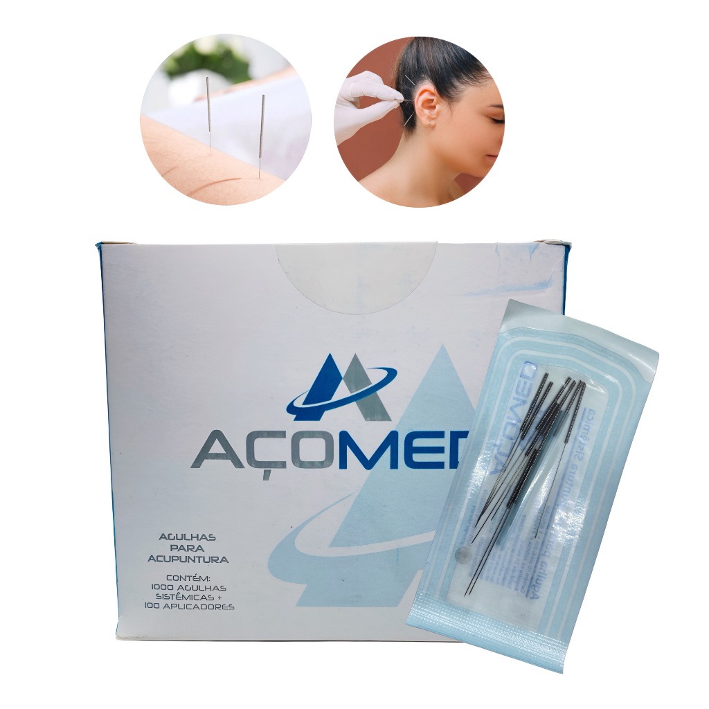 Agulha Acupuntura 25x30 Sistêmica Kit com 1000 Agulhas Anvisa Açomed