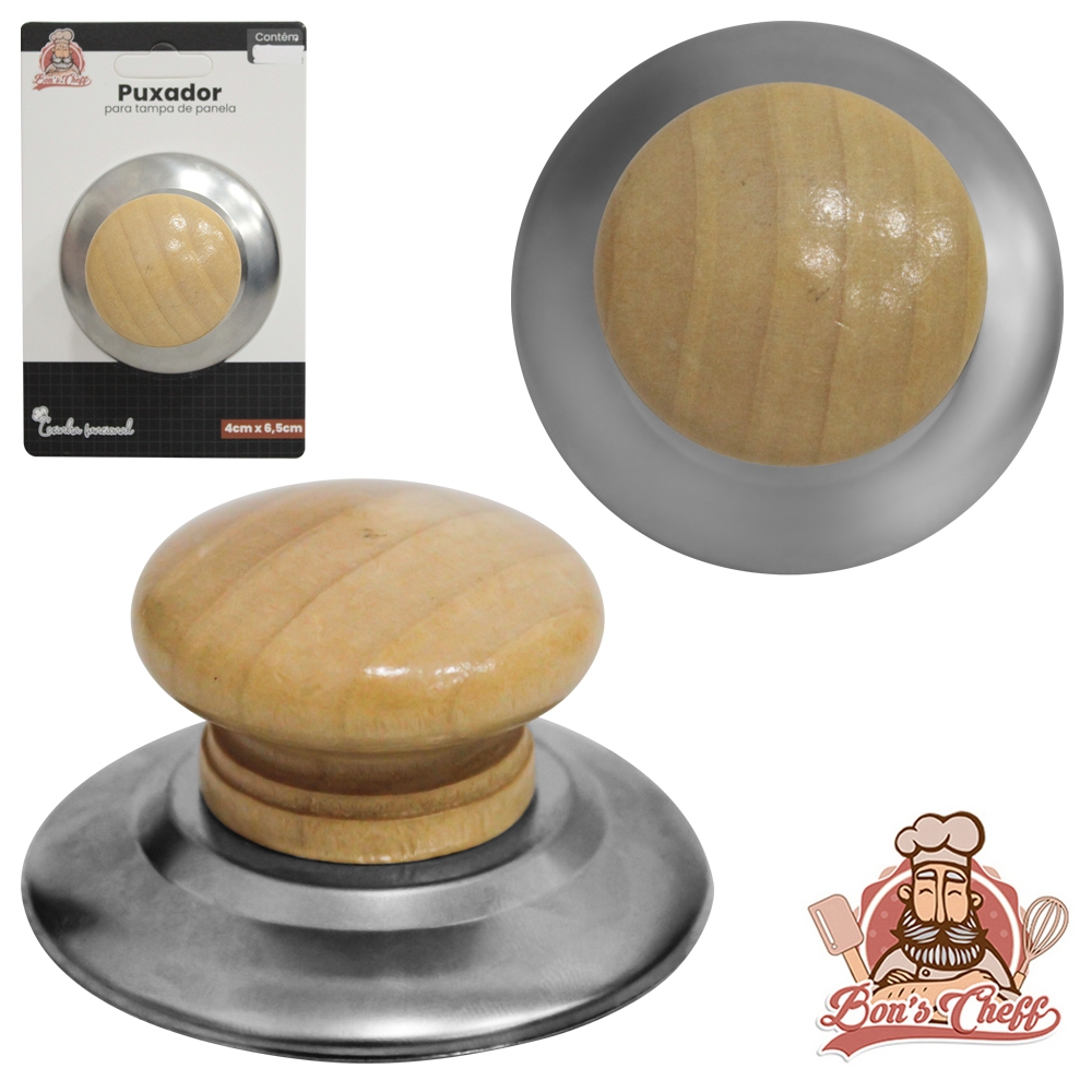 Puxador de Tampa Inox Madeira 6,5cm - Design Moderno e Durável em Oferta na Shopee