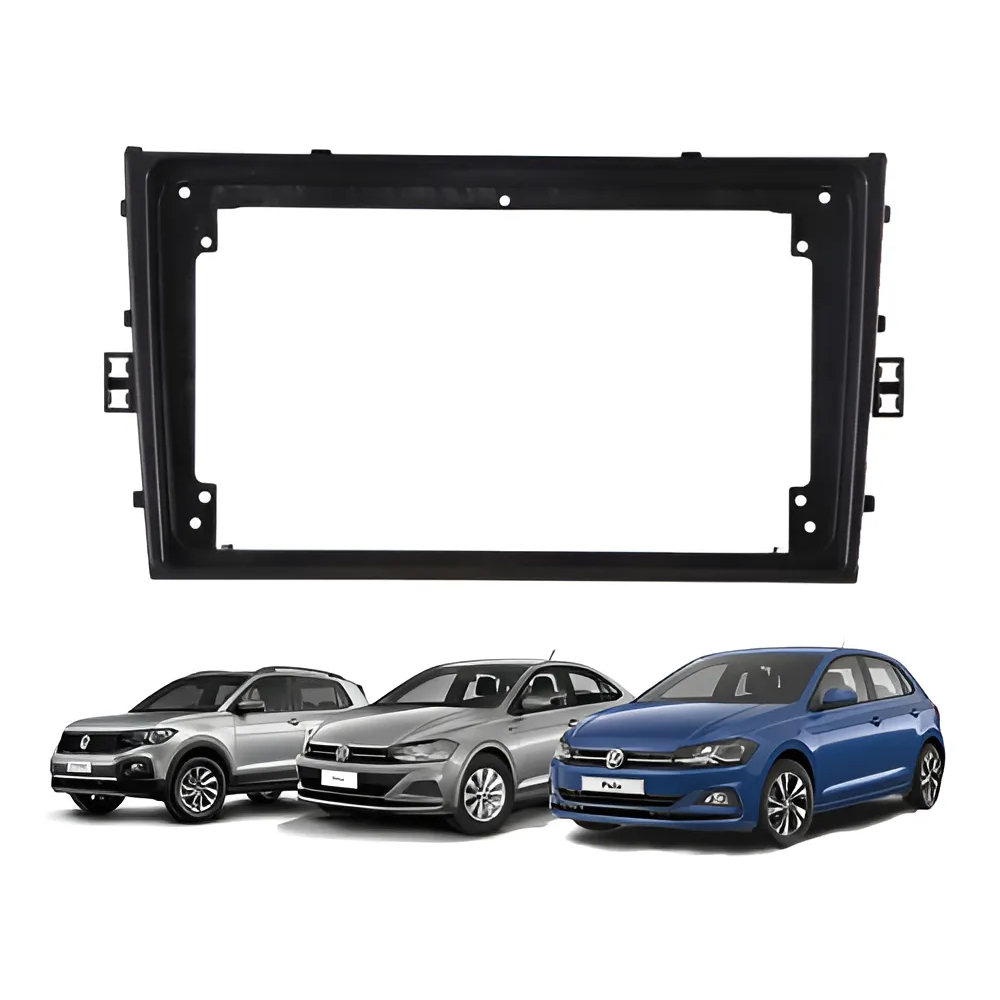 Moldura Painel 2 Din Polo Virtus T-cross Nivus Taos Cor Preto