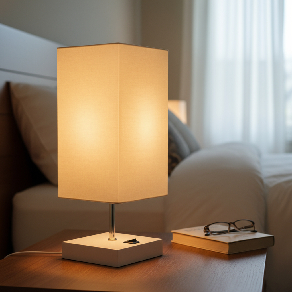 luminaria abajur de Mesa Quadrado MDF Com Interruptor Com Cúpula canto de Sala Quarto cabeceira de cama escritório