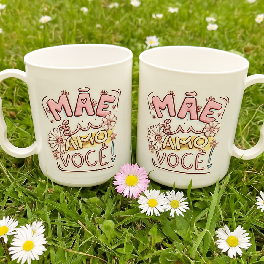 Kit 10 caneca plastico personalizada mãe eu amo vc lembrancinha comemorativa mimo bonito flor decor em Oferta na Shopee