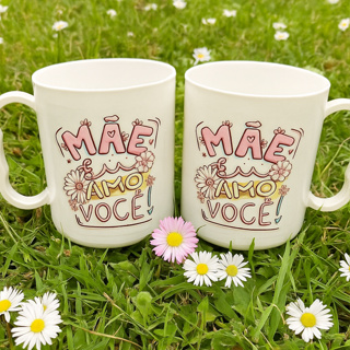 Kit 10 caneca plastico personalizada mãe eu amo vc lembrancinha comemorativa mimo bonito flor decor em Oferta na Shopee
