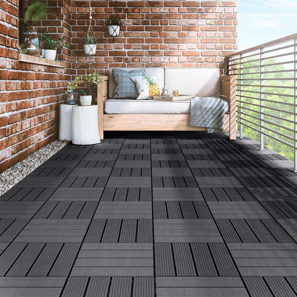 Deck Modular Plástico Listrado 30x30cm Preto Premium em Oferta na Shopee
