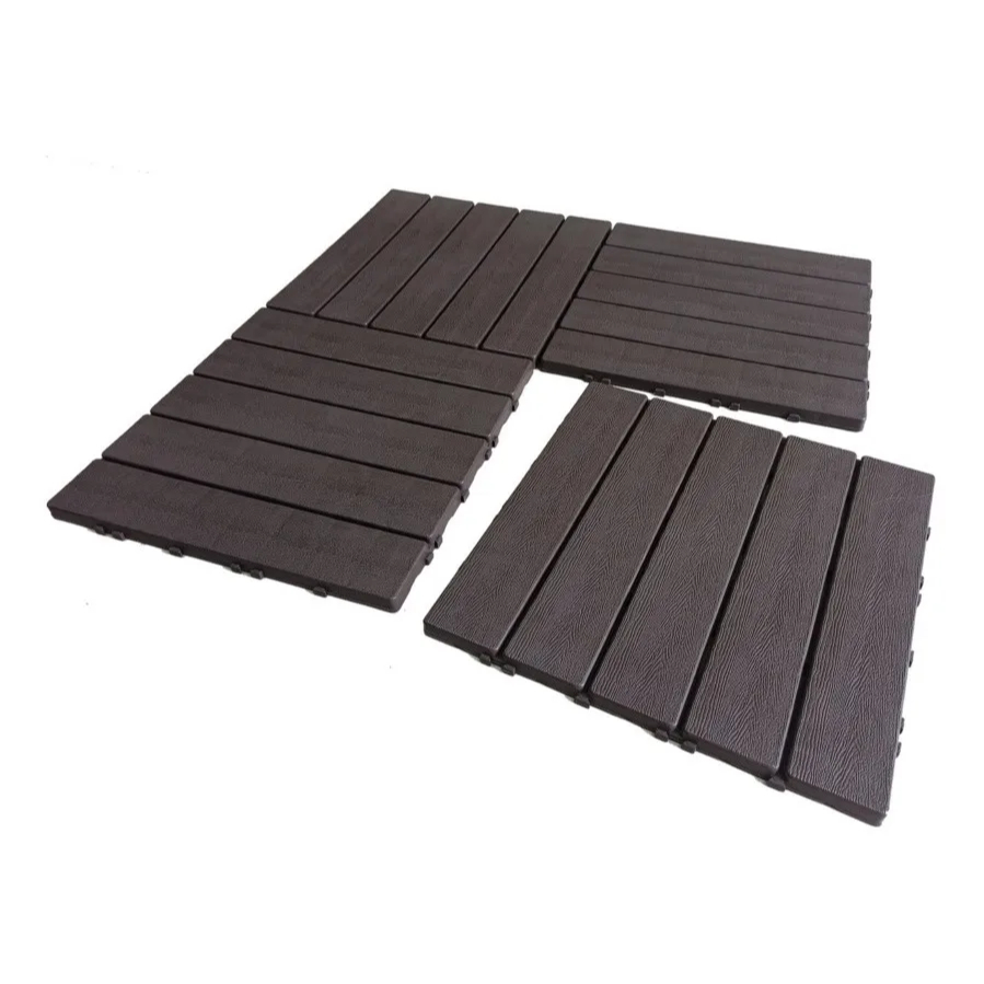 Deck Modular Plástico Listrado 30x30cm Preto Premium em Oferta na Shopee