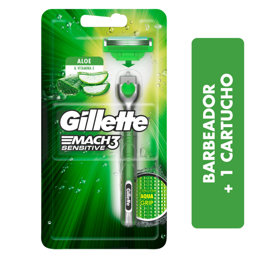 Aparelho de Barbear Acqua Sensitive Gillette Mach3 em Oferta na Shopee