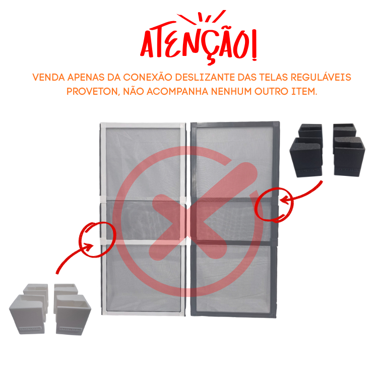 Conexão para Tela Regulável de Encaixe para Janela ou porta da marca Proveton 01 Kit com as 4 Peças