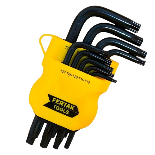 Jogo de Chaves Torque/Torx com 9 Peças CRV Top Pequena Fácil Manuseio Formato em L - Fertak em Oferta na Shopee