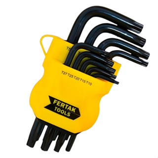 Jogo de Chaves Torque/Torx com 9 Peças CRV Top Pequena Fácil Manuseio Formato em L - Fertak em Oferta na Shopee