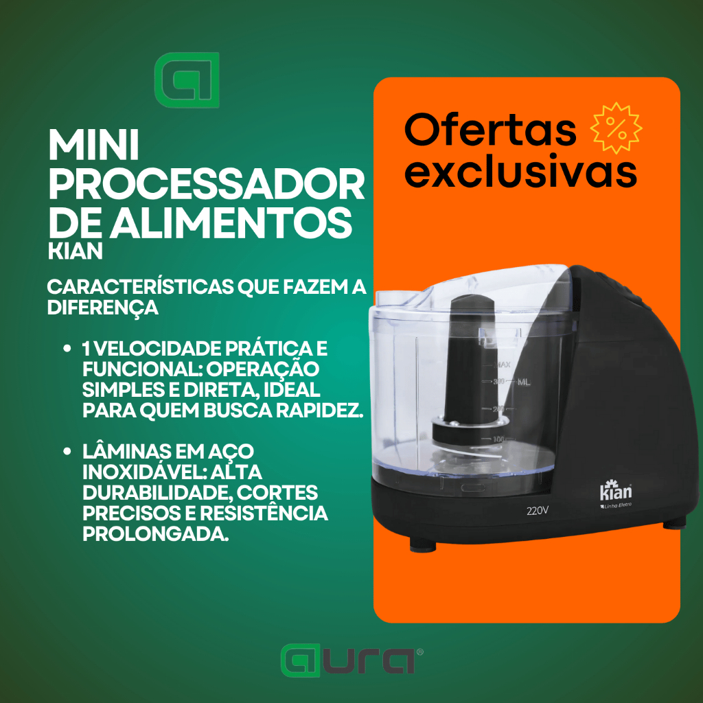 Detalhes do Processador De Alimentos Mini 500ml Elétrico Kian