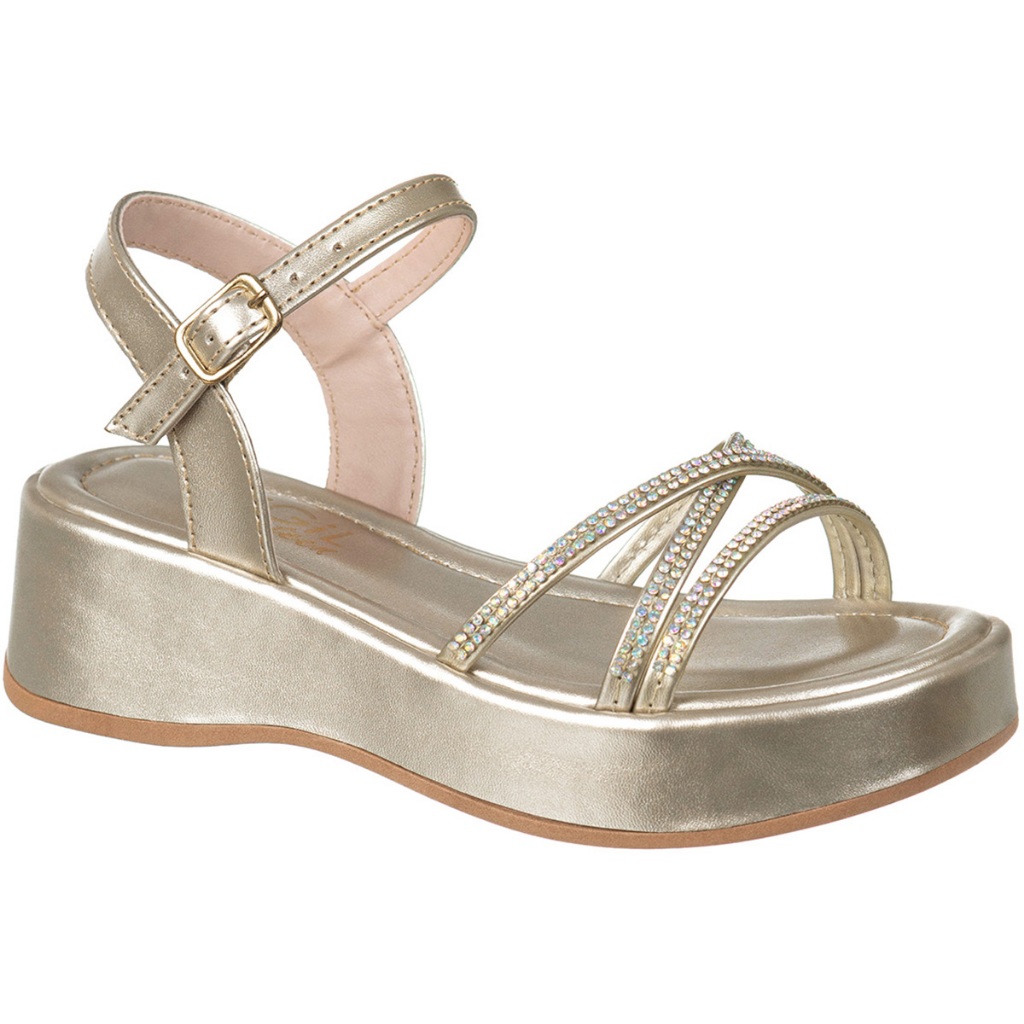 Sandália Anabela Infantil GiGiL Teen Menina Flatform Plataforma Strass Brilho Moda Confortável em Oferta na Shopee
