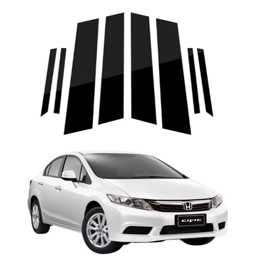 Adesivo Colunas Black Piano Honda Civic G9 Aplique Porta Janela 2012 à 2016 em Oferta na Shopee