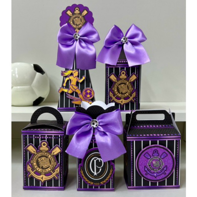 Kit Festa Corinthians Roxo - Lembrancinha Personalizada-Corinthians- Caixinhas Personalizadas-PEGUE E MONTE- Aniversário