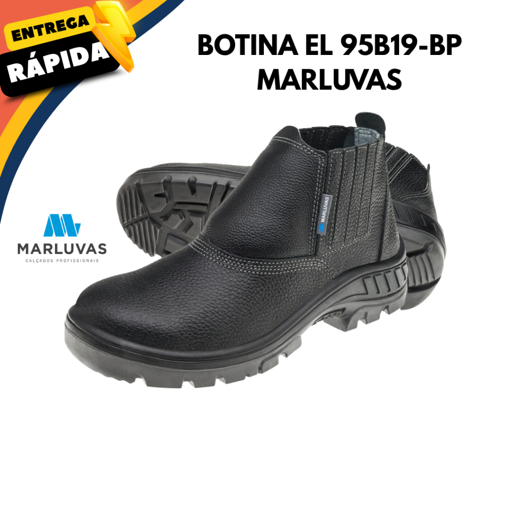 Bota Botina Trabalho Vulcaflex Marluvas Com Elástico Para Obra Pedreiro Bico PVC CA 43377