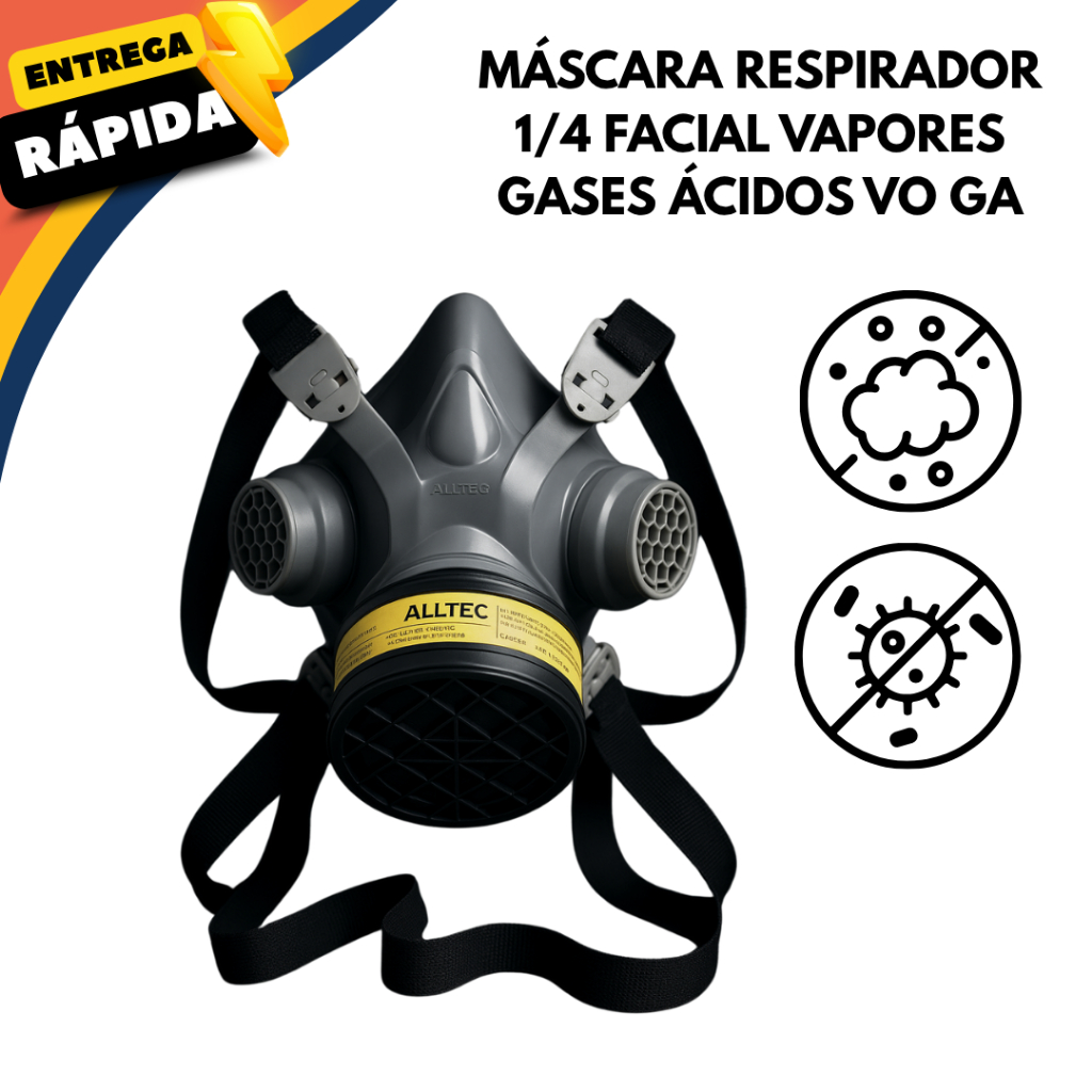 Máscara de Proteção Respiratória Semi Facial VOGA Alltec + Filtro Para Pintura e Manutenção