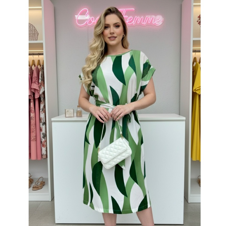 Vestido Curto Feminino Plus Size Soltinho Estampado Cinto Removível Verão M ao G1 52 – Coco Femme em Oferta na Shopee
