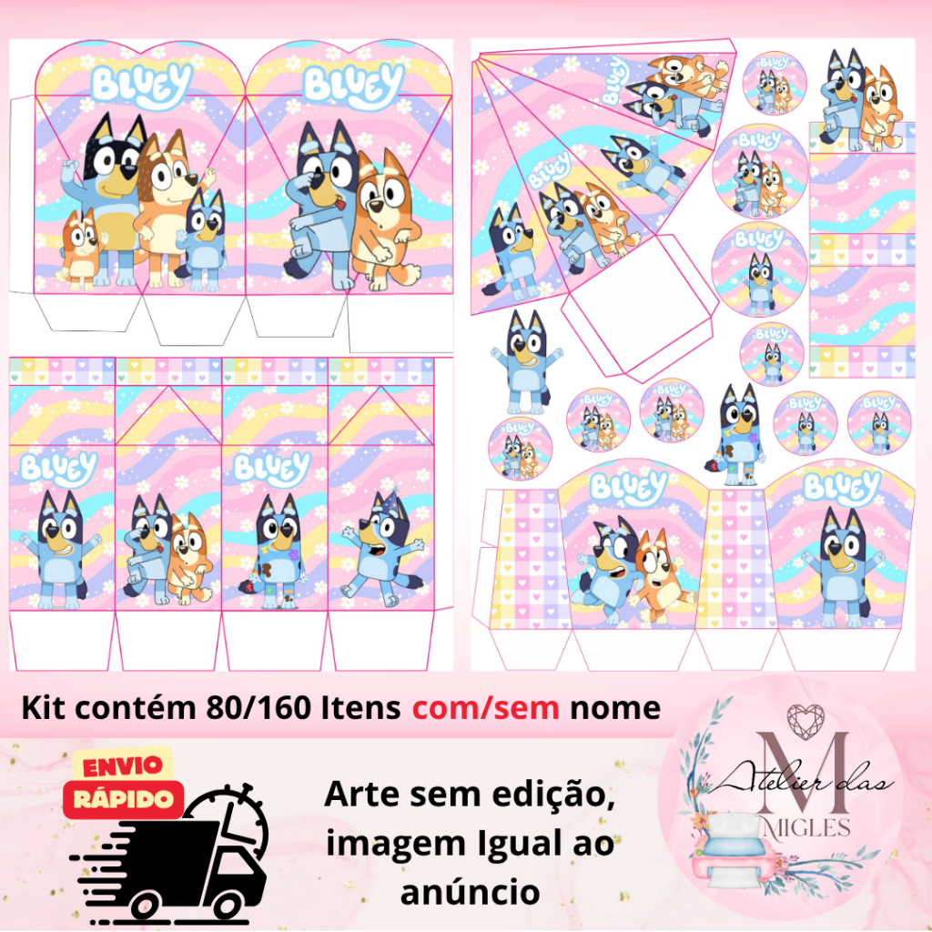 Kit com 80/160 itens lembrancinhas TEMA: BLUE (COM/SEM NOME) - Envio rápido!!!