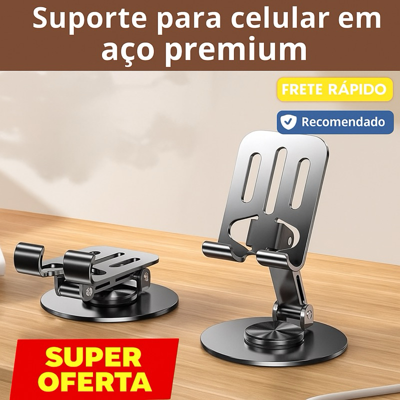 Suporte de Mesa p/ Celular e Tablet Ajustável Dobrável Resistente Ergonômico Portátil Aço Premium em Oferta na Shopee