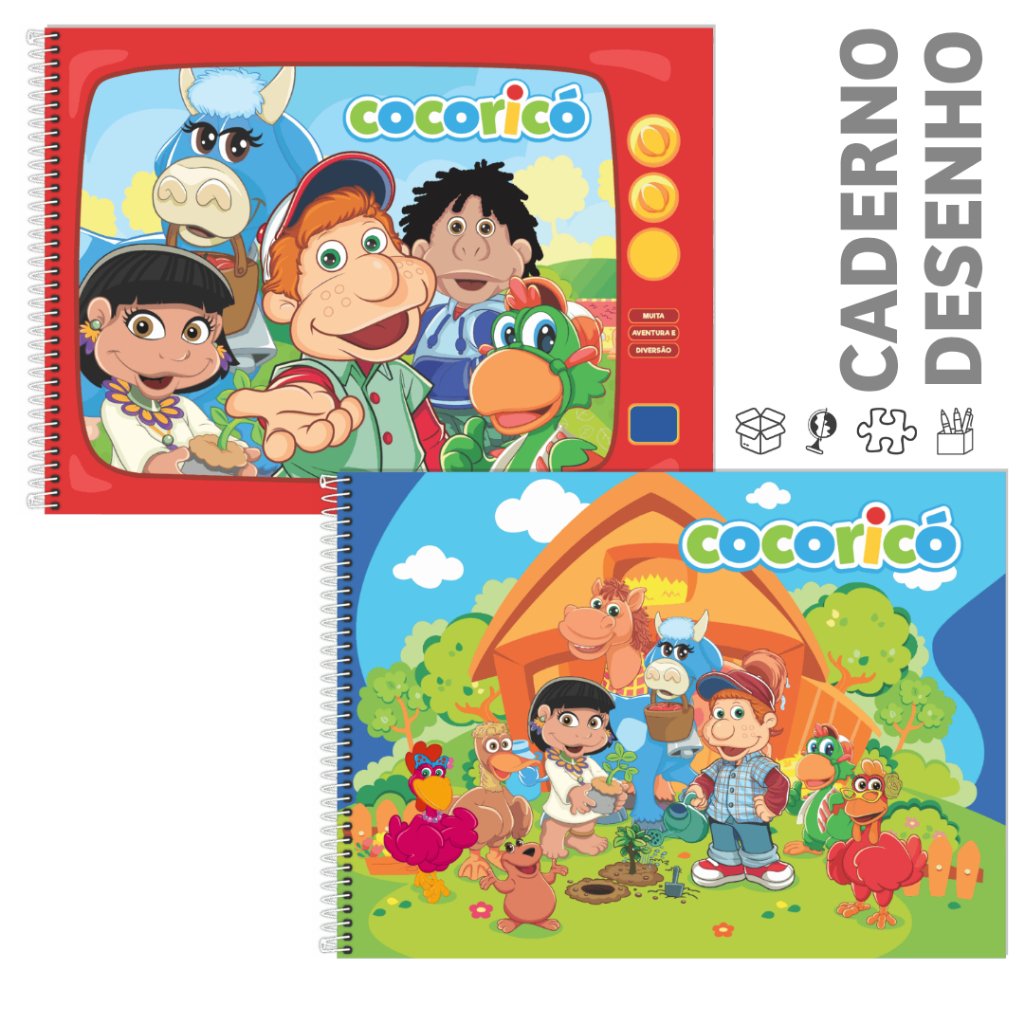 Caderno Espiral Cartografia Capa Dura Cocoricó 80 Folhas