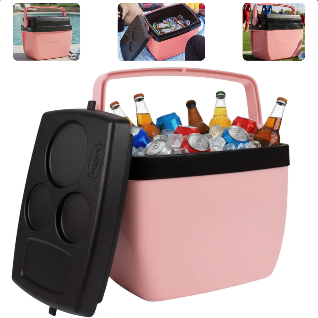 Caixa Térmica Cooler 12 Litros Rosa/Pêssego Com Alça E Porta Copos Até 13 Latinhas Camping Praia Mor em Oferta na Shopee