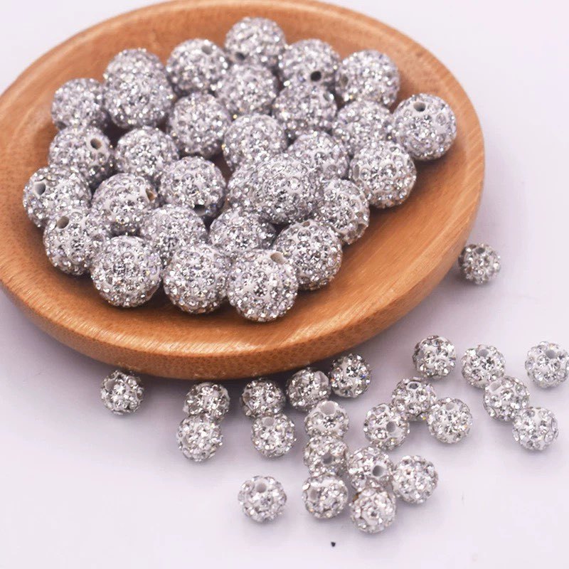 Miçanga Bola C/efeito De Strass 6mm/8mm/10mm/12mm  20-100pcs em Oferta na Shopee