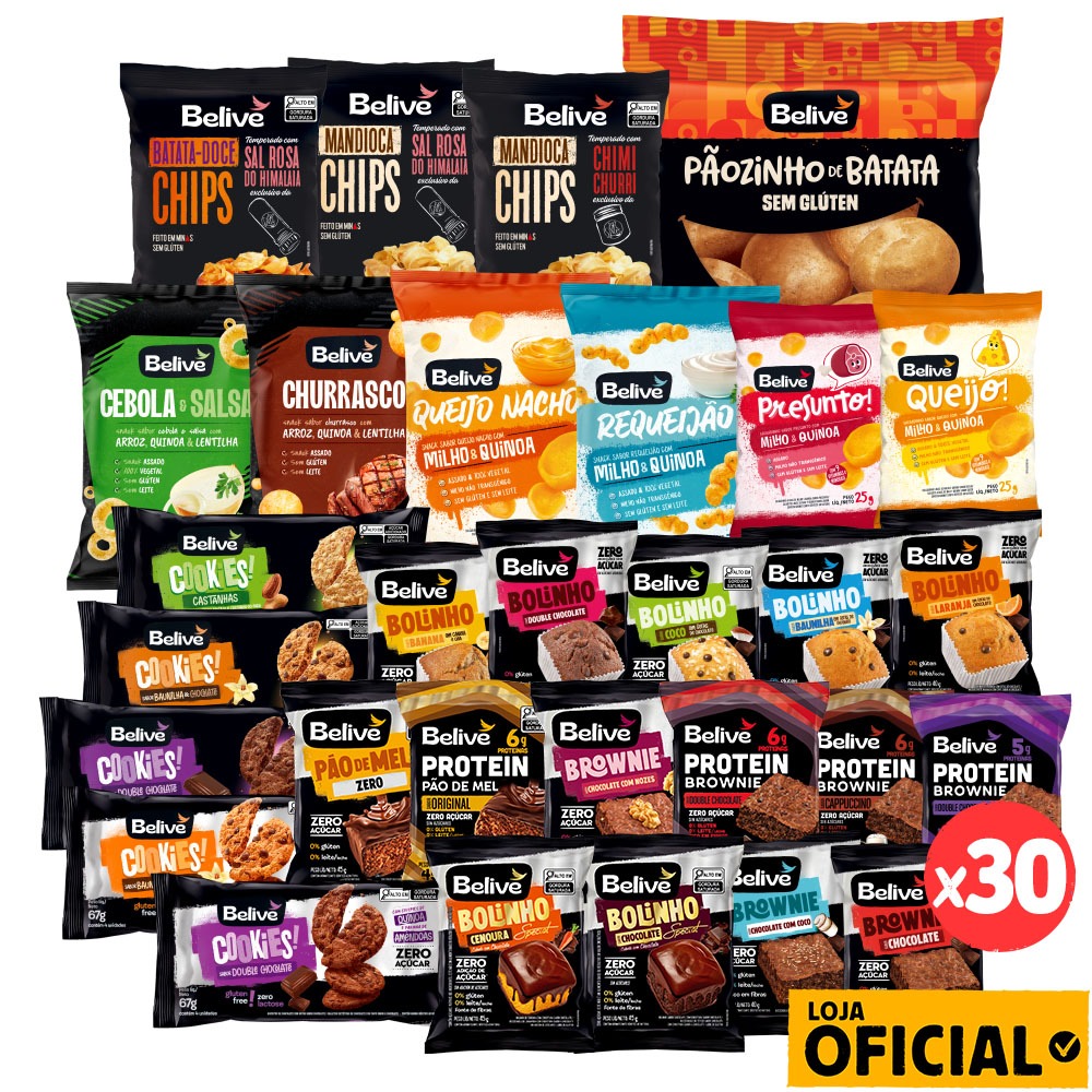 Kit Experimentação 30 Produtos Sem Glúten e Sem Leite Belive em Oferta na Shopee