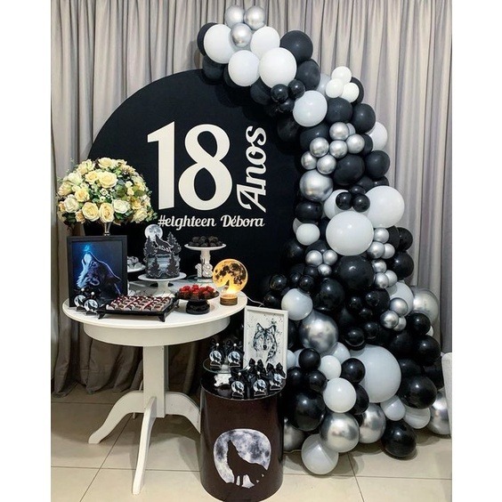Kit 125 - 50 Balões Preto N°8 + 50 Balões Branco N°8 + 25 Prata Cromado N°5 - Festball em Oferta na Shopee