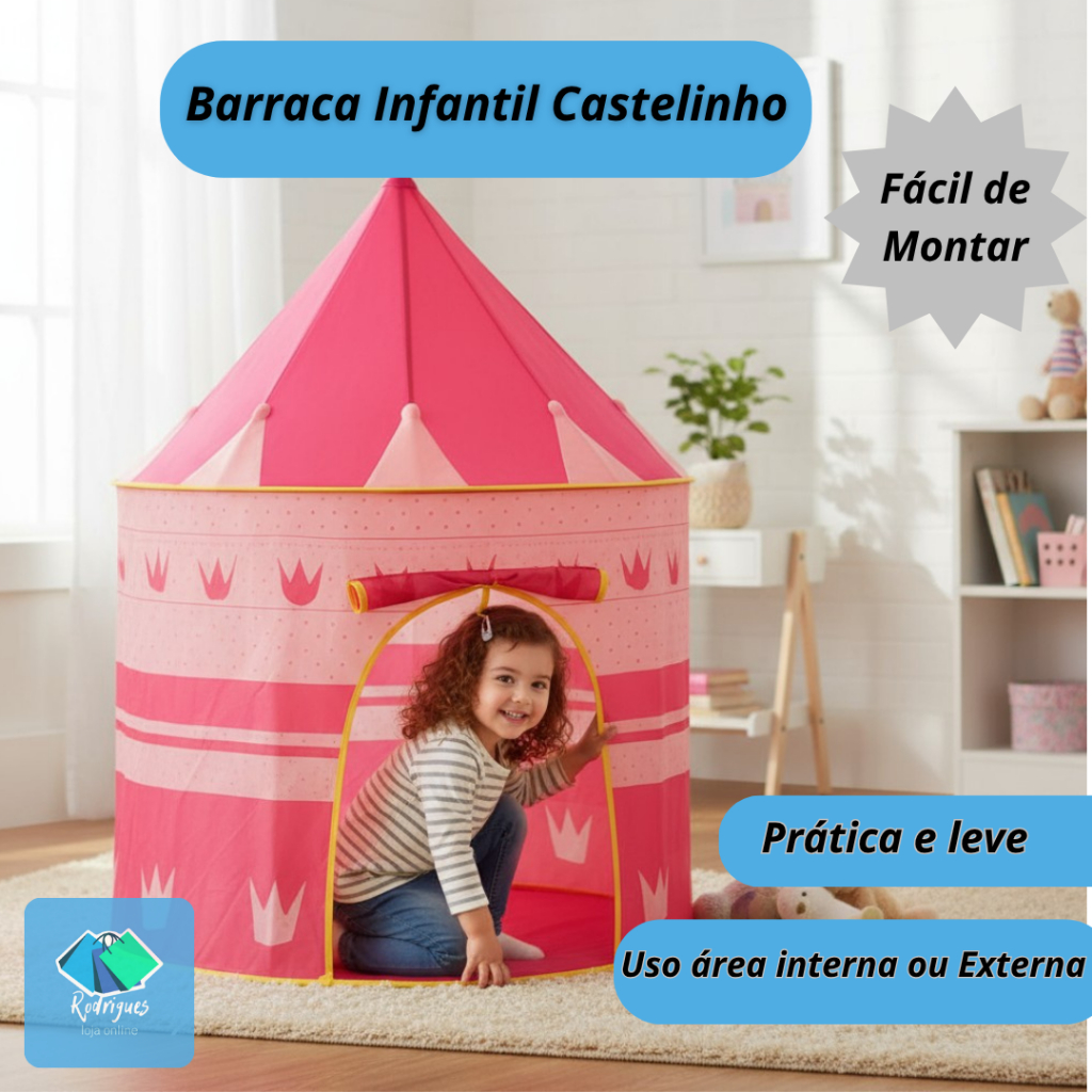 Barraca Infantil Toca Cabana Tenda Castelinho Dobrável Fantasia Camping