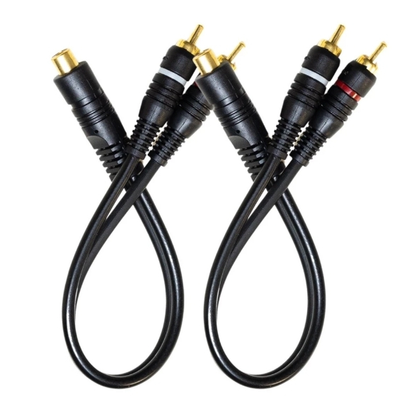 Kit 2 Cabo RCA Y 2M 1F 2 Machos e 1 Fêmea Para Som Amplificador Automotivo comum