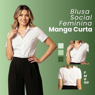 Camisete Camisa Social Feminina Manga Curta