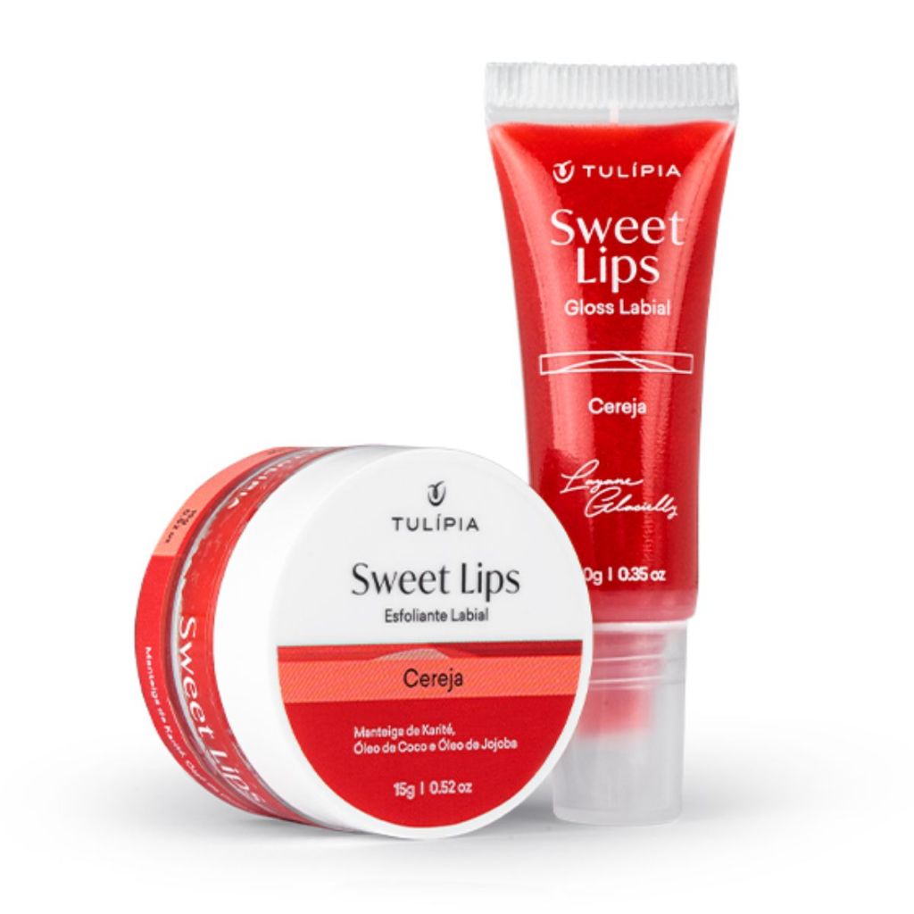 Kit Sweet Lips Gloss e Esfoliante Labial Babygloss Hidragloss Tulipia