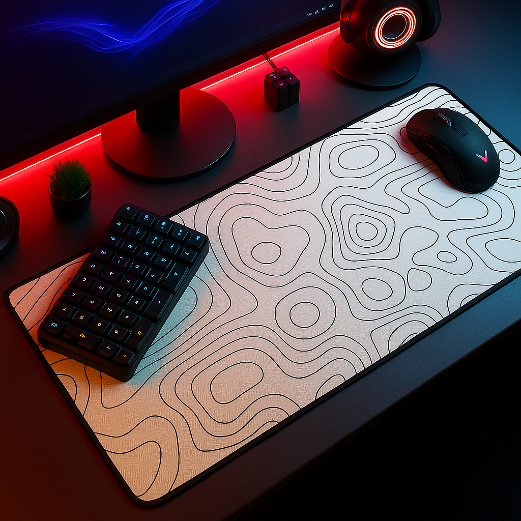 Mouse Pad Gamer Speed Extra Grande com Borda Costurada Profissional Vários Tamanhos - Abstrato Branco MEGA OFERTA