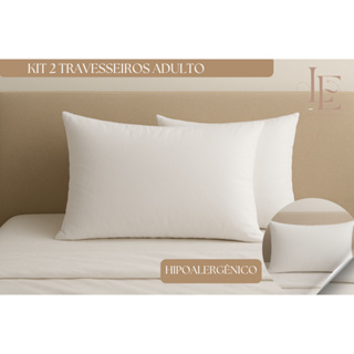 Kit 2 Travesseiros Adulto 200 Fios 70x50cm Hipoalergênico, Super Macio. Enchimento Silicone 300g em Oferta na Shopee