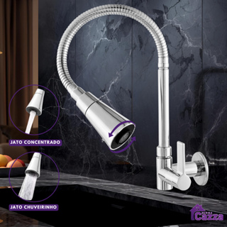 Torneira ​​Inox para Cozinha​​ Com Chuveiro Com Rotação De 360° Cozinha Pia Mesa Parede em Oferta na Shopee