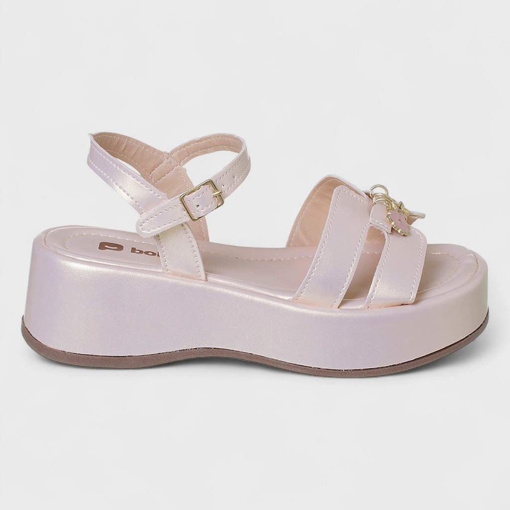 Sandália Infantil Feminina Salto Plataforma Rosê Meninas Moda