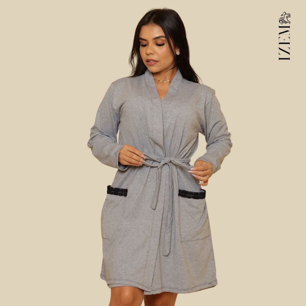 Roupão Robe Feminino Algodão Longo Malha Algodão