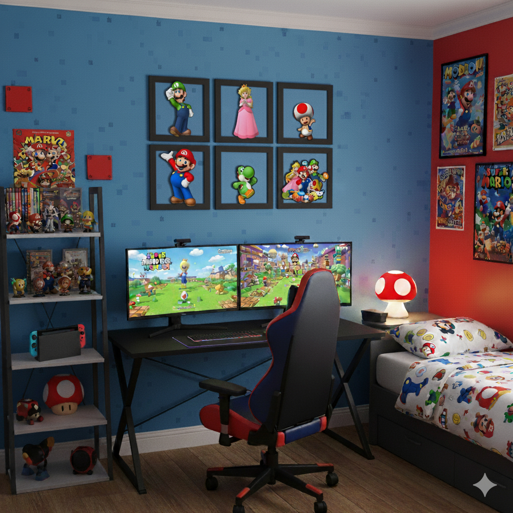 Kit 6 Quadros Decorativos Super Mario World em MDF – Geek, Gamer, Infantil em Oferta na Shopee