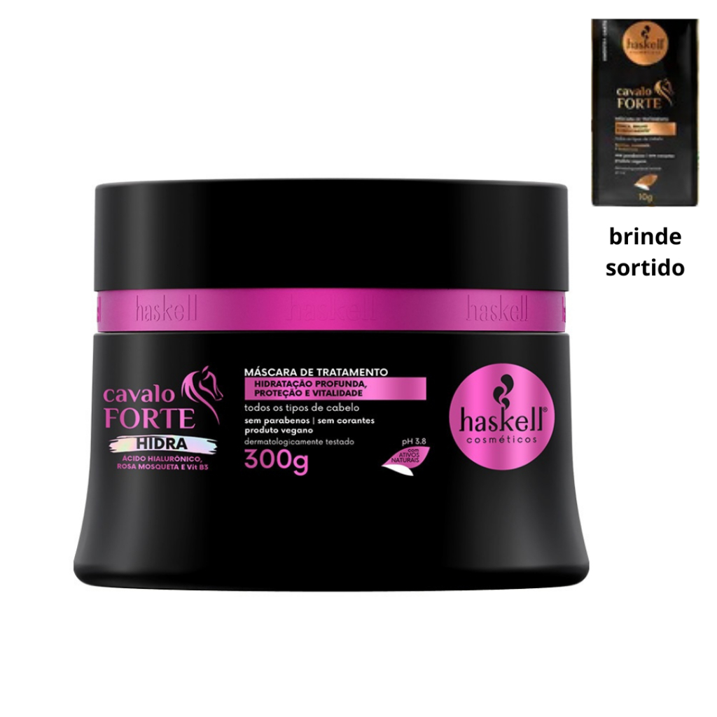 Máscara de Tratamento Haskell Cavalo Forte Hidra 300g Ácido HIalurônico Rosa Mosqueta