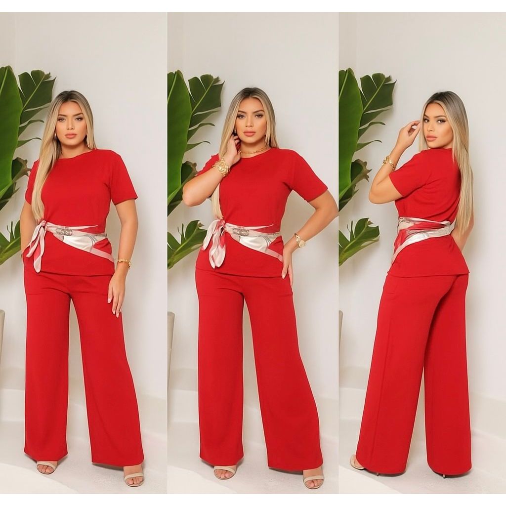 CONJUNTO FEMININO ANA RUGA PREMIUM - NÃO AMAÇA - Camiseta Manga Oversized e Calça Pantalona em Oferta na Shopee