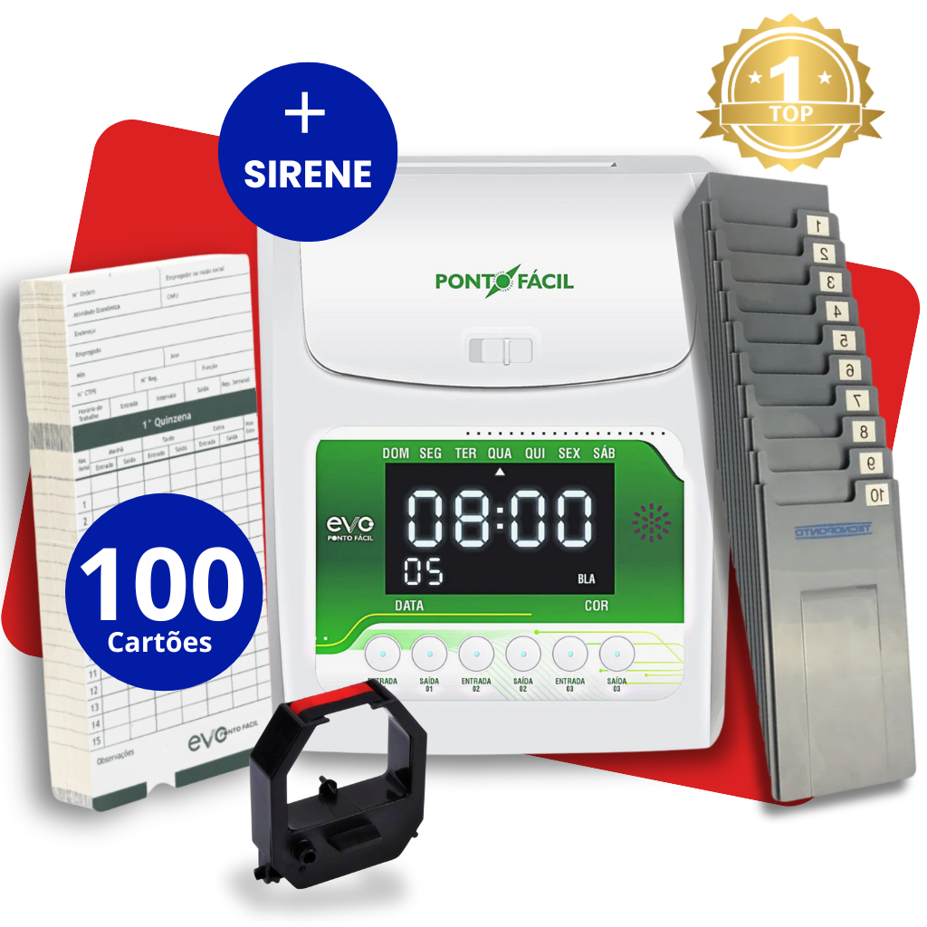 KIT Relógio Bater Ponto Digital Funcionário Cartográfico  + Chapeira + 100 Cartões Máquina Manual