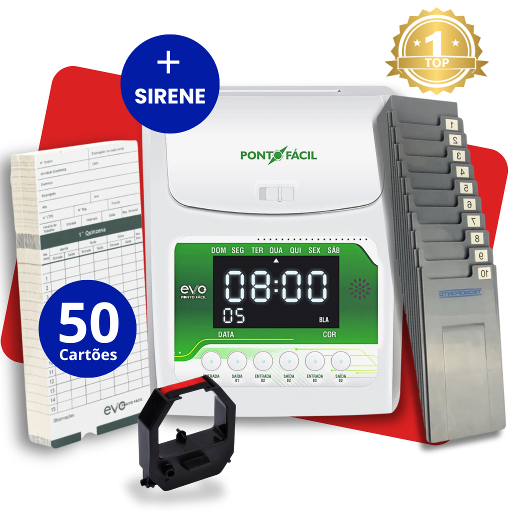 Relógio Bater Ponto Cartográfico + Chapeira + 50 Cartões Ponto Registro Máquina Manual Kit