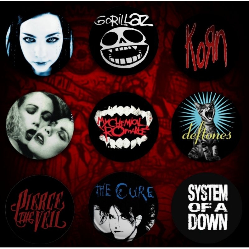 Bottons Bandas Rock/Metal/Emo/Gótico/Alternativo em Oferta na Shopee