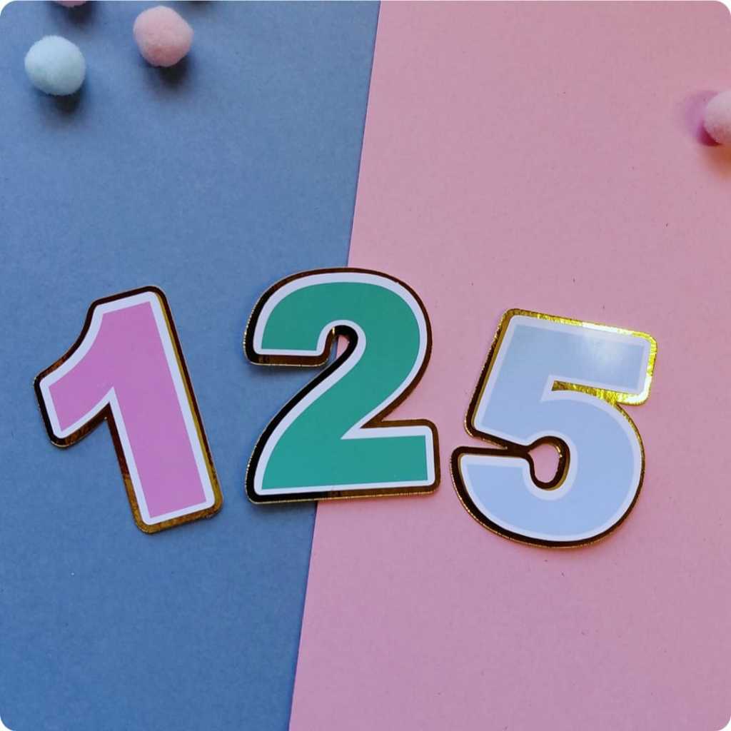 KIT APLIQUE NUMEROS 3D COM LAMICOTE DOURADO - FESTA - ANIVERSÁRIO - LEMBRANCINHAS