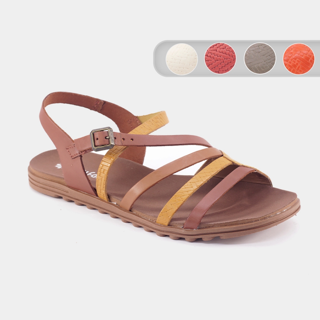 Sandalia New Face Couro Feminina Rasteira Confort 23928 em Oferta na Shopee