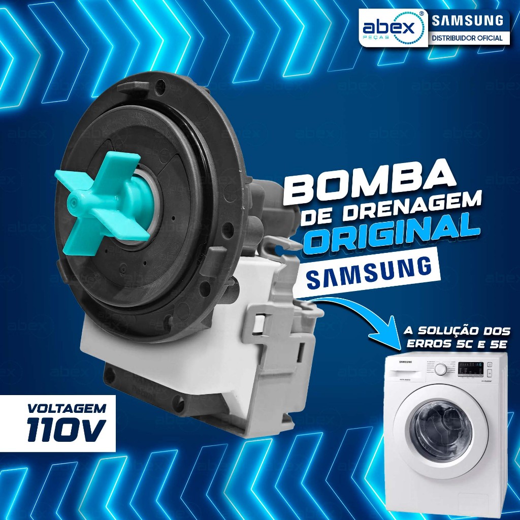 Bomba De Drenagem Lava E Seca Samsung WD10M WD11M WD103U WD106U WD856U WD8854R DC31-00181C Original